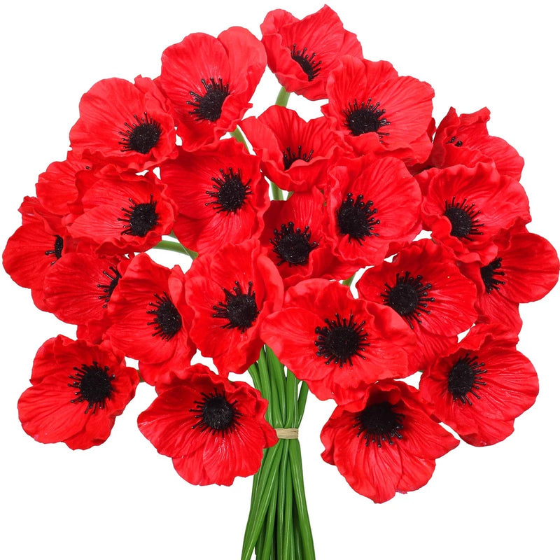 Artificial Red Flower Stems 11.6" for Wedding Bouquets & Centerpieces Bouquet