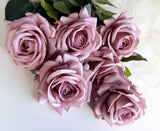 Real touch rose stem latex roses dusty pink flowers fresh touch faux flowers x 1 Roses