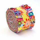 2.5 inch Crazy Daisy  Jelly Roll 100% cotton fabric quilting 17 strips - Daisies