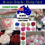 Artificial Flowers with Stems Foam Rose Fake Bride Bouquet Wedding 7cm 20pcs Bouquet