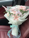 Handmade Pastel Lily Bouquet Fuzzy Wire Flowers Pipecleaner Flowers Bouquet Lily