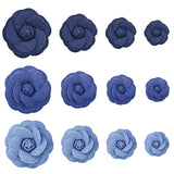 12PCS Fabric Flower Blue Denim Cloth Flowers Ribbon Flowering Plants