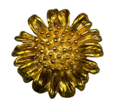 Vintage Shiny Gold tone Sunflower Flower Brooch with Detailed Petals and Multipl Sunflower