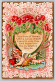 Vintage Embossed Valentine Postcard Cupid with Red Carnations Carnation