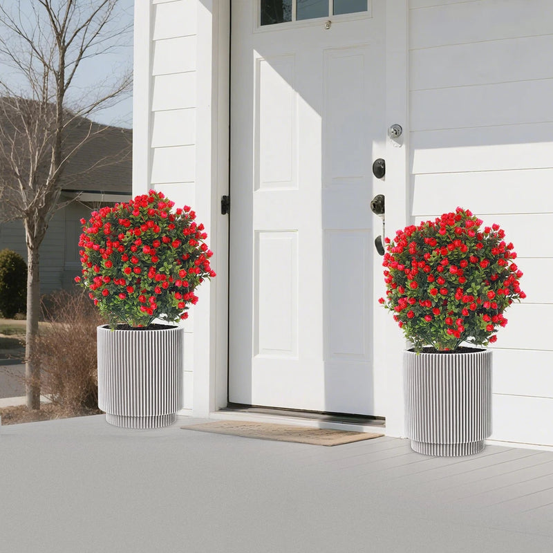 2 Pcs Artificial Boxwood Ball Topiary Tree Fake Outdoor Plants Home Decor Green Plant