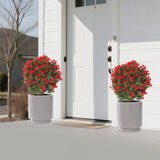 2 Pcs Artificial Boxwood Ball Topiary Tree Fake Outdoor Plants Home Decor Green Plant