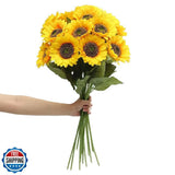 Laelfe Artificial Sunflower Flowers Long Stem Silk Fake Large Sunflowers Deco Sunflower