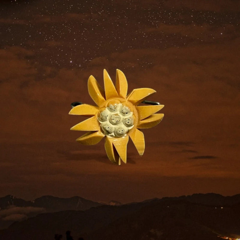 Vintage 1940's Hand Carved Tiny Sunflower Pin Sunflower
