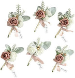 Dusty Rose Wedding Boutonniere For Men Set Of 6 Artificial Rose Boutonniere For Bouquet