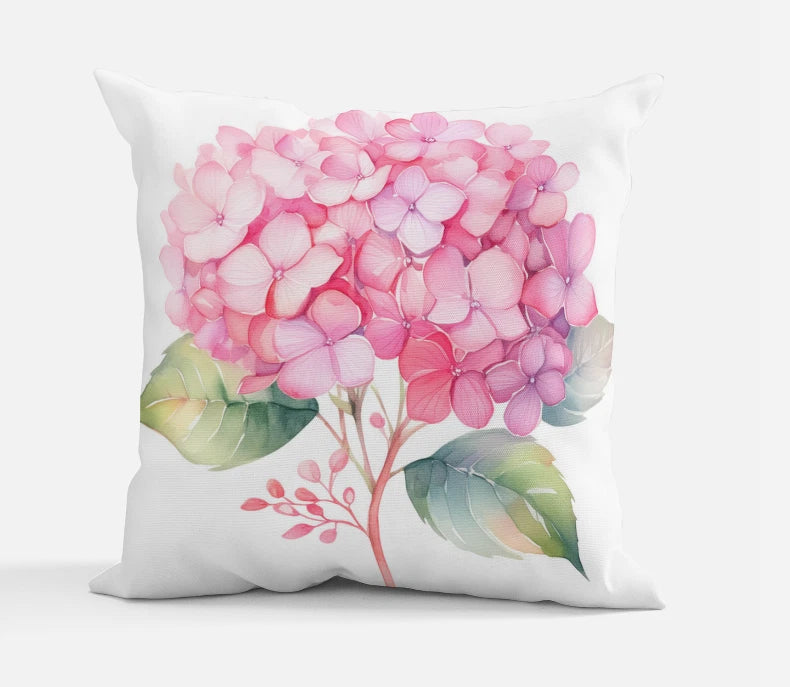 Pink Hydrangea Throw Pillow | Cottagecore Decor | 3 Sizes available Ships Free Hydrangea