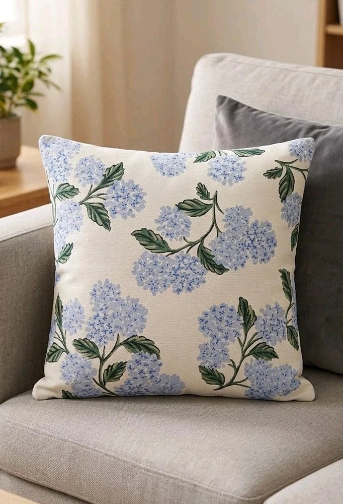 Btyrle Blue Hydrangea Flower Throw Pillow Cover 18x18 Inch 1 Decorative... Hydrangea