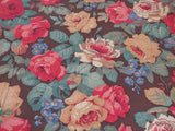 Large flower cotton print fabric quilting BTY Brown Red 44" wide Flowering Plants