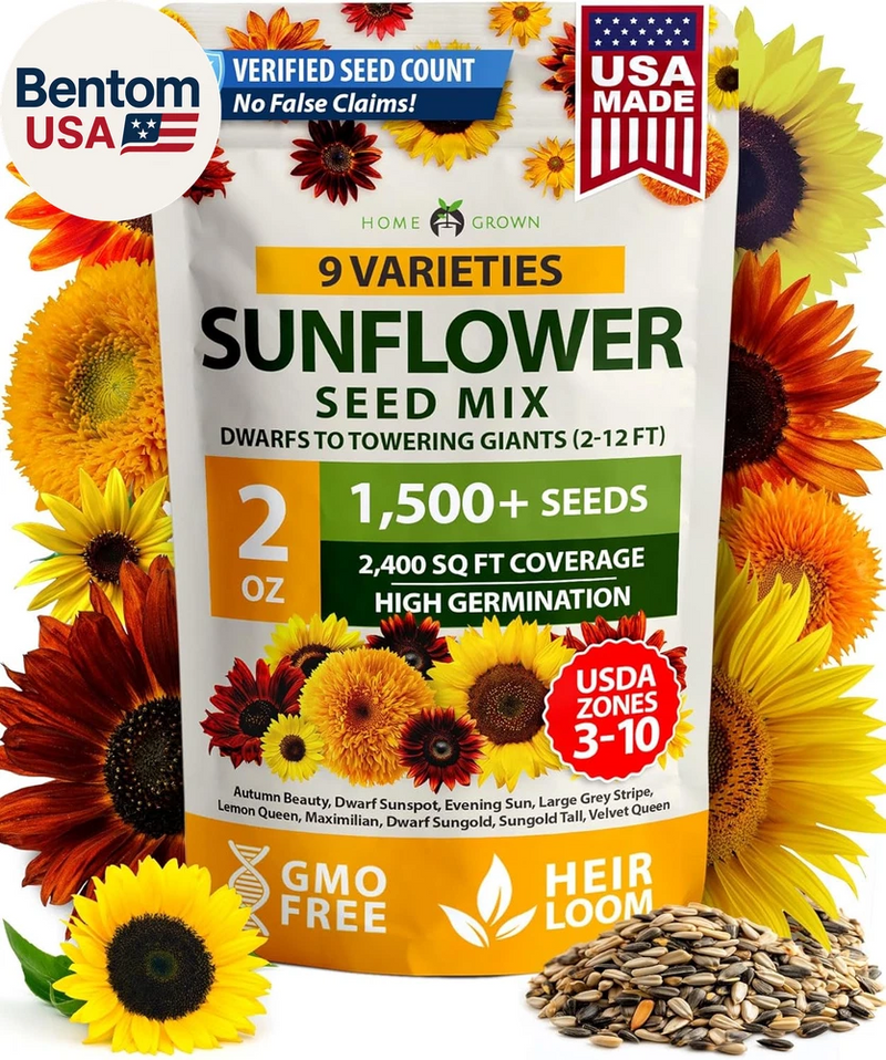 Sunflower Seeds Mix Pack 1,500+ 9 Colorful Varieties of Sun Flower Seeds to Plan Sunflower