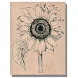 Wood Rubber Stamp, SUNFLOWER, Flower, Garden, Leaf,Leaves Nature,Bloom,Summer,sm Sunflower