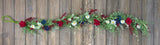 New Patriotic Americana Blue WHITE DAISY RED ROSE GARLAND Swag Vine 4' Roses