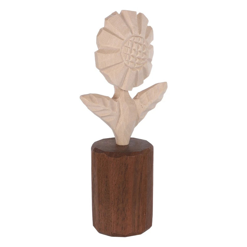 Wooden Flower Table Sign: Blank Sunflower Tabletop Decor with Base - Natural Sunflower