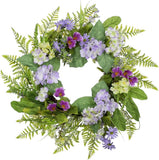 21.7'' Purple Floral Spring Wreath for Front Door - Artificial Home Decor Hydrangea