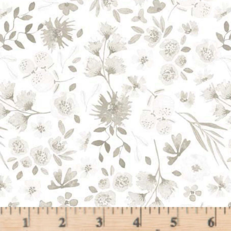 108" Wide Quilt Backing Home Sweet Home Floral White  100% Cotton Fabic  By Yard Flowering Plants