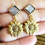 Gold Sunflower Stud Earrings Sunflowers Gold Sunflower Dangle Earrings Sunflower