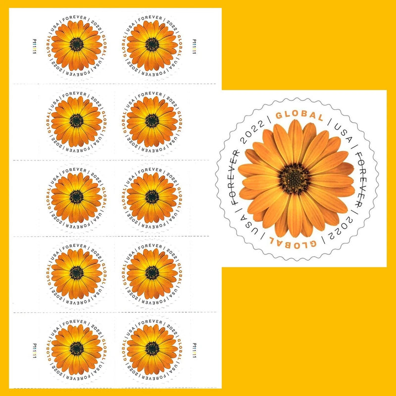 Sheet of 10 NEW Global Forever African Daisy stamps USA ! - $1.70 Daisies