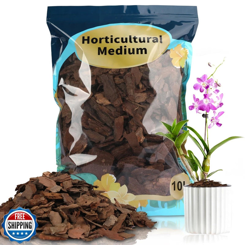 Natural pine bark mulch for plants, sealed bag of wood chips