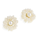 JeanBeau Pearl Flower Stud Earrings for Women, Trendy Elegant White Sunflowers F Sunflower
