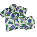 Printfresh Hydrangea Hideaway Organic Cotton Pajama Short Set Size Small Hydrangea