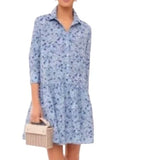 Tuckernuck NWOT Hayes Hydrangea Blue Flower Shirt  Dress Size S Hydrangea