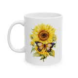 Floral Sunflower Butterfly Coffee Mug Mothers Day Gift Sunflower