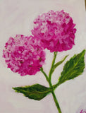 Vibrant Pink/ Magenta Hues Of a 8Ó X 10Ó Painting On Canvas Of Hydrangeas. Hydrangea