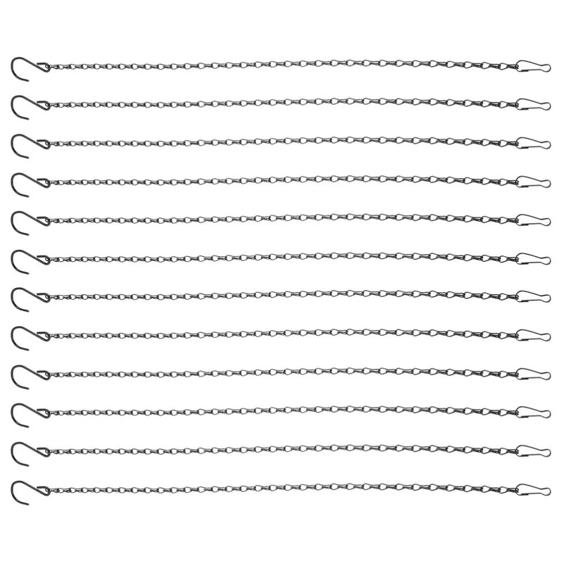 12-piece black metal hanging plant chain set with S hooks, 12 chains