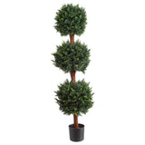 Artificial Tree  5 FT Faux Hedyotis Topiary Ball Plant in Weighted Pot Green Plant