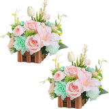 Set of 2 Large Mint Green & Pink Artificial Flower Centerpieces for Weddings Hydrangea