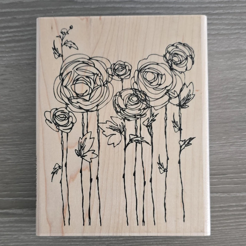 Stampendous Wood Stamps Flowers & Plants Theme R112 Ranunculus Field Rubber Ranunculus