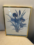 HENRY HOWELLS 1991 WATERCOLOR PRINT FLORAL BOTANICAL Hydrangeas & Iris Hydrangea