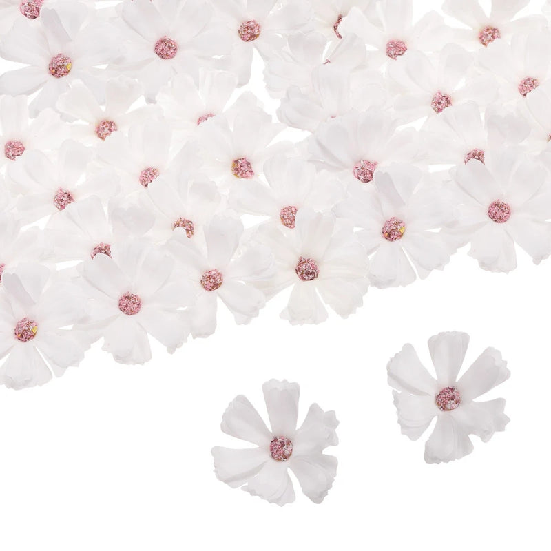 50pcs Artificial Daisies Flower Heads,1.8" Silk Fake Daisies Heads, White Daisies