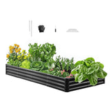 VEVOR Metal Raised Garden Bed Galvalume Planter Box 8x4x1 ft Dark Gray Outdoor Garden Plants