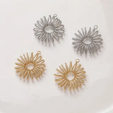 6pc Gold/Silver Hollow Out Sun Flower Charm,14K Gold Plated Brass Flower Pendant Sunflower