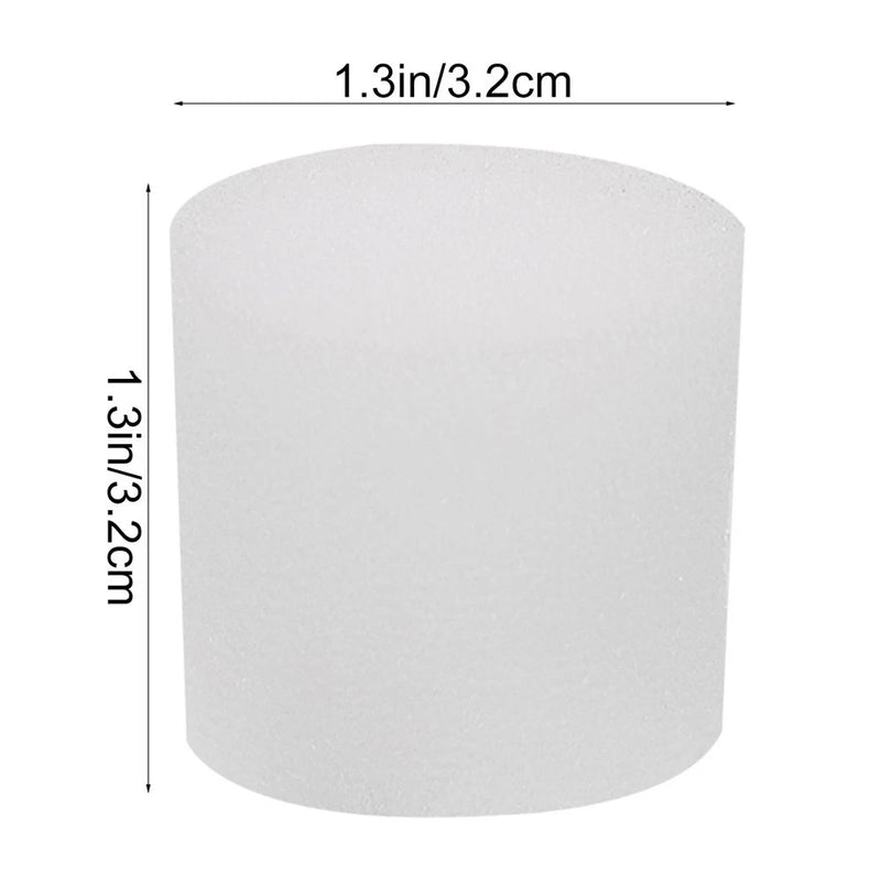 White cylindrical sponge plug for hydroponic seedlings, 1.3 in (3.2 cm)