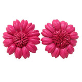 Handmade Pink Sunflower Genuine Leather Floral Stud Earrings Sunflower