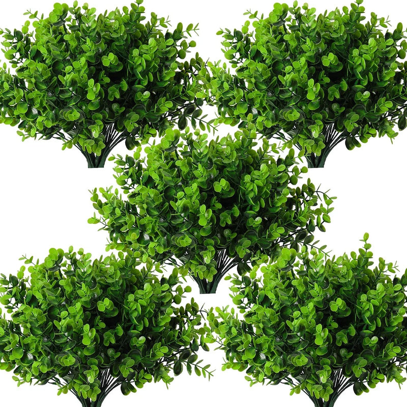8 Bundles Artificial Bushes Greenery Plants Stems Faux Shrubs Boxwood Plants Out Flowering Plants
