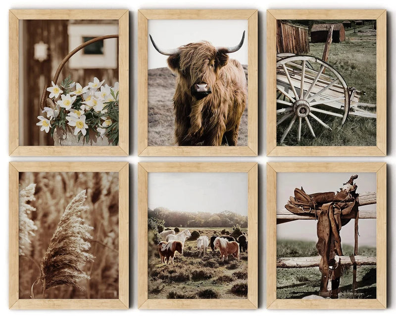 Vintage Cute Cow Wall Art Cow Horse Decor Farmhouse Wall Decor Rustic Nature ... Pampas Grass