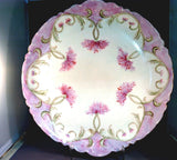 Superb Haviland France Large Charger Hand Painted  Flowers ARt Nouveau Signed! Carnation