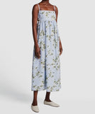 $995 Adeam Women's Blue Floral Sleeveless Hydrangea Midi A-Line Dress Size 4 Hydrangea
