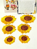 Sunflower Applique Patch - Flower, Bloom Badge 3 sizes (6-Pack, Iron on) Sunflower