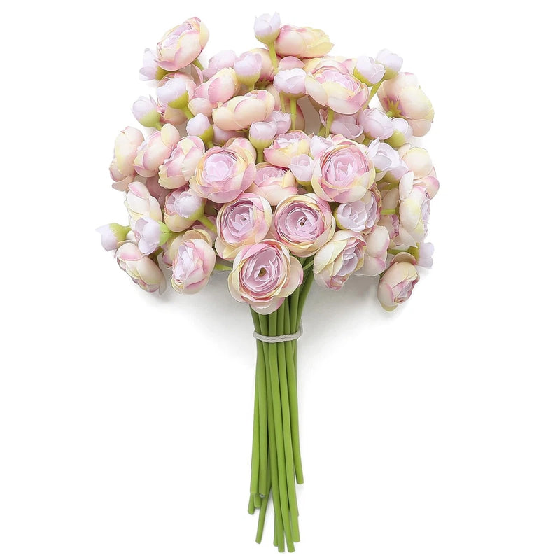 Floroom Ranunculus Artificial Flowers 18 Pcs Lilac Faux Mini, Dusty Ranunculus