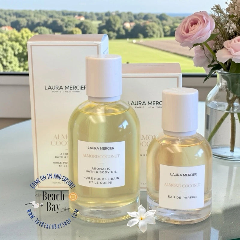 LAURA MERCIER Almond Coconut Set Eau De Parfum and Bath Body Oil Full Size 2 NEW EDP