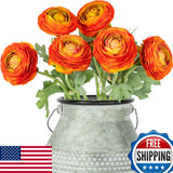 Artificial Ranunculus Flowers Real Touch Stem Silk Orange (6pc) 19" Tall Ranunculus