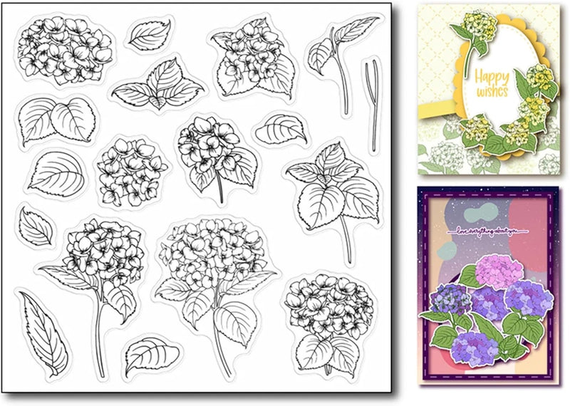DIY Hydrangea Decorative Clear Stamps for Card Making or Journaling, Hydrangea B Hydrangea