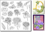DIY Hydrangea Decorative Clear Stamps for Card Making or Journaling, Hydrangea B Hydrangea
